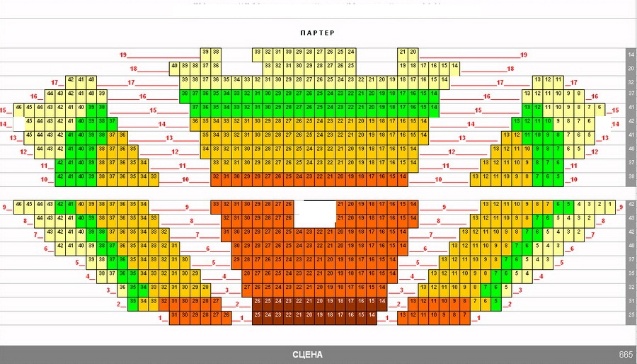 Схема зала колизей с местами спб